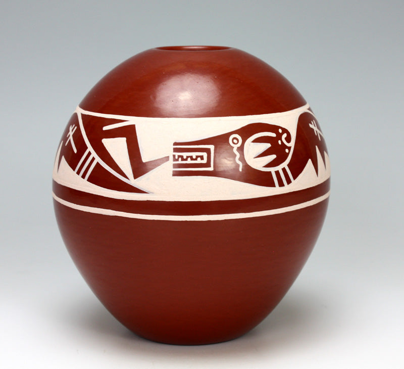 San Ildefonso Pueblo Indian Pottery Avanyu Seed Jar - Erik Fender