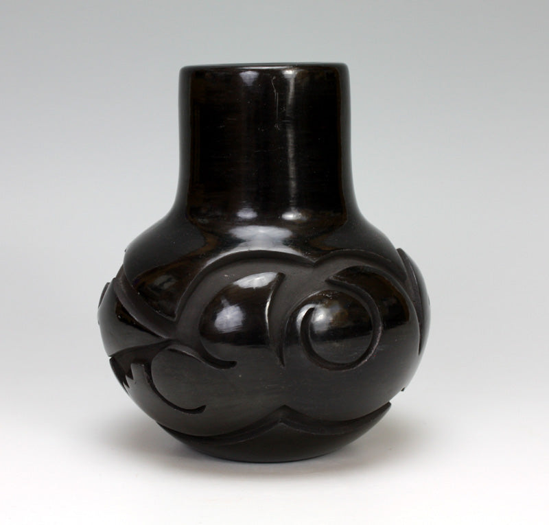 Santa Clara Pueblo Indian Pottery Carved Avanyu Jar - Sherry Tafoya
