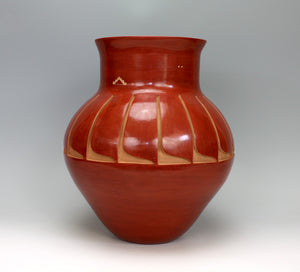 Santa Clara Pueblo Indian Pottery Carved Large Feather Jar - Kimberly Garcia