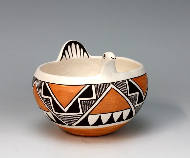 Acoma Pueblo Native American Indian Pottery Turkey Bowl - Sharon Lewis
