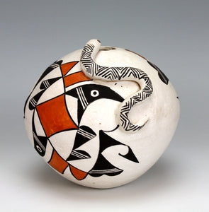 Acoma Pueblo Native American Indian Pottery Seed Jar - Elizabeth Waconda