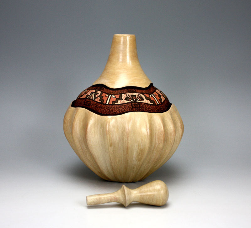 Jemez Pueblo American Indian Pottery Lidded Jar - B.J. Fragua