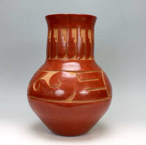 Santa Clara Pueblo Indian Pottery Carved Large Avanyu Jar - Kimberly Garcia