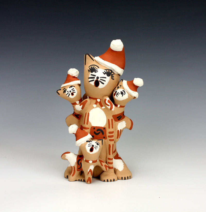 Jemez Pueblo American Indian Pottery Cat - Santa Storyteller - Bonnie Fragua