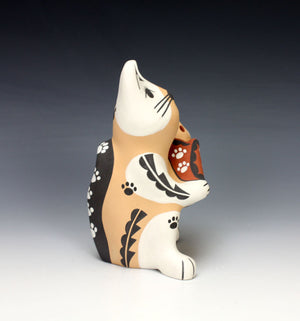 Jemez Pueblo American Indian Pottery Cat Storyteller - Darrick Tsosie