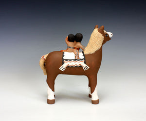 Jemez Pueblo American Indian Pottery Horse Storyteller #5 - Leonard Tsosie