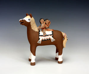 Jemez Pueblo American Indian Pottery Horse Storyteller #5 - Leonard Tsosie