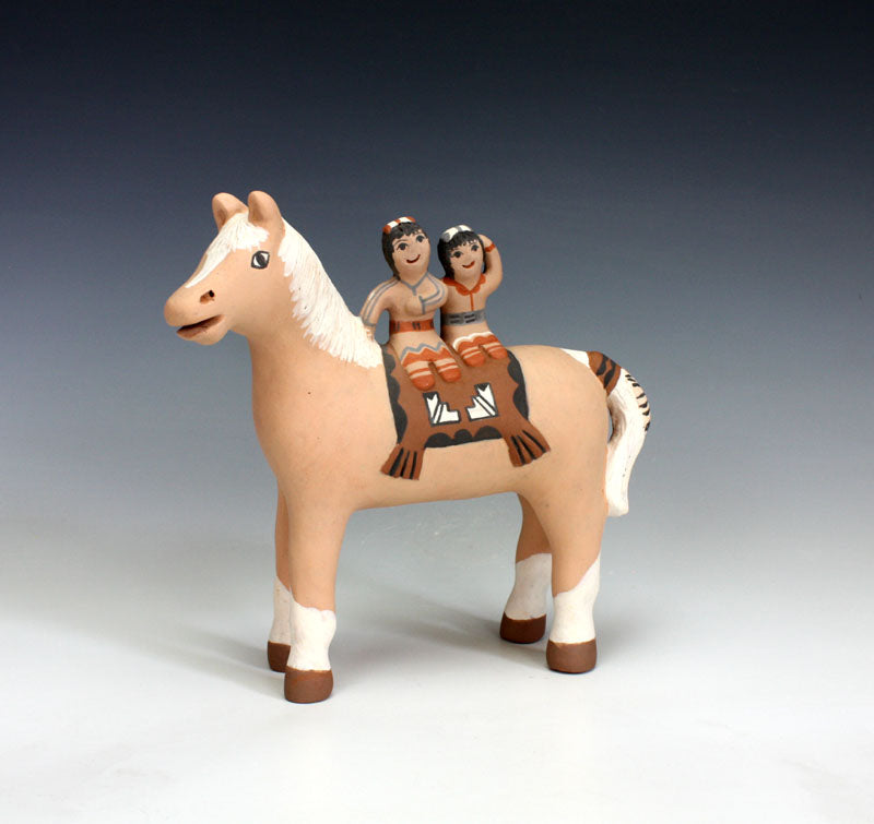Jemez Pueblo American Indian Pottery Buckskin Horse Storyteller - Leonard Tsosie