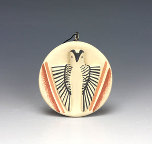 Jemez Pueblo American Indian Pottery Owl Ornament #1 - Loren Wallowingbull
