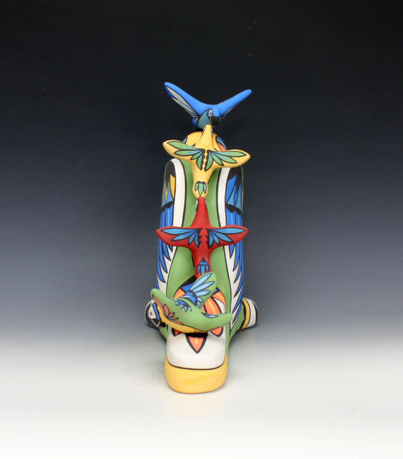 Jemez Pueblo American Indian Pottery Large Parrot Storyteller - Darrick Tsosie