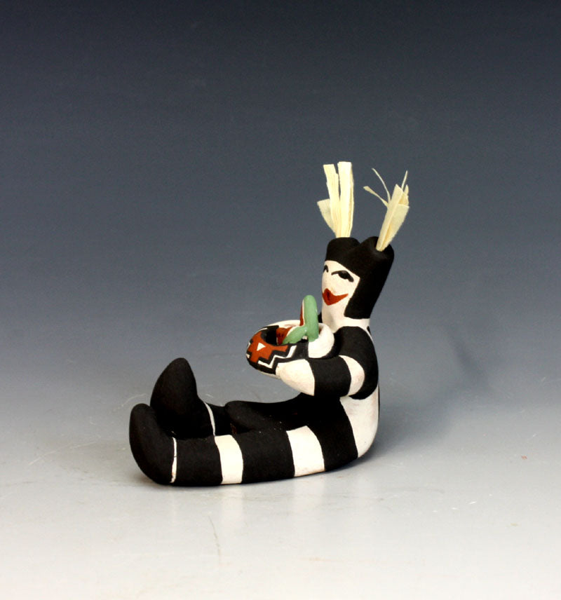 Jemez Pueblo American Indian Pottery Small Koshare Clown Storyteller - Leatrice Loretto