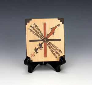Navajo Native American Indian Pottery 4 Sacred Plants Tile - Ida Sahmie
