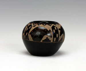 Santa Clara Pueblo Indian Pottery Etched Bear Bowl - Goldenrod