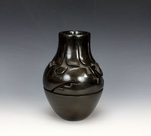Santa Clara Pueblo Indian Pottery Carved Avanyu Jar - Mida Tafoya