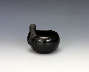 Santa Clara Pueblo Indian Pottery Turtle Bowl #1 - Birdell "Vine Flower" Bourdon