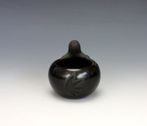 Santa Clara Pueblo Indian Pottery Turtle Bowl #2 - Birdell "Vine Flower" Bourdon