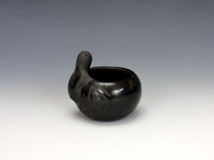 Santa Clara Pueblo Indian Pottery Turtle Bowl #2 - Birdell "Vine Flower" Bourdon