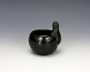 Santa Clara Pueblo Indian Pottery Turtle Bowl #3 - Birdell "Vine Flower" Bourdon