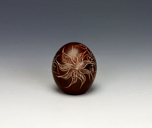 Santa Clara Pueblo Indian Pottery Sgraffito Egg - Christine Nieto
