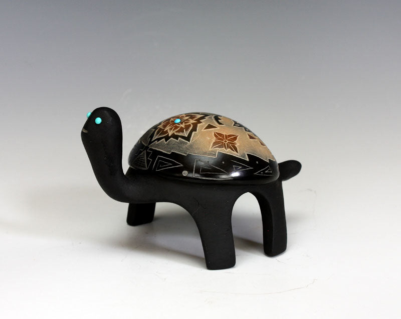 Santa Clara Pueblo Indian Pottery Small Sgraffito Turtle #4 - Melony Gutierrez
