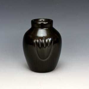 Santa Clara Pueblo Indian Pottery Black Bear Paw Jar #1 - Alvin Baca