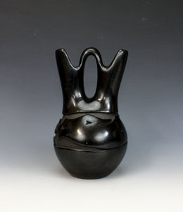 Santa Clara Pueblo Indian Pottery Carved Avanyu Wedding Vase - Mida Tafoya
