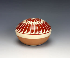 San Ildefonso Pueblo Indian Pottery Feather Seed Jar #1 - Geraldine Gutierrez