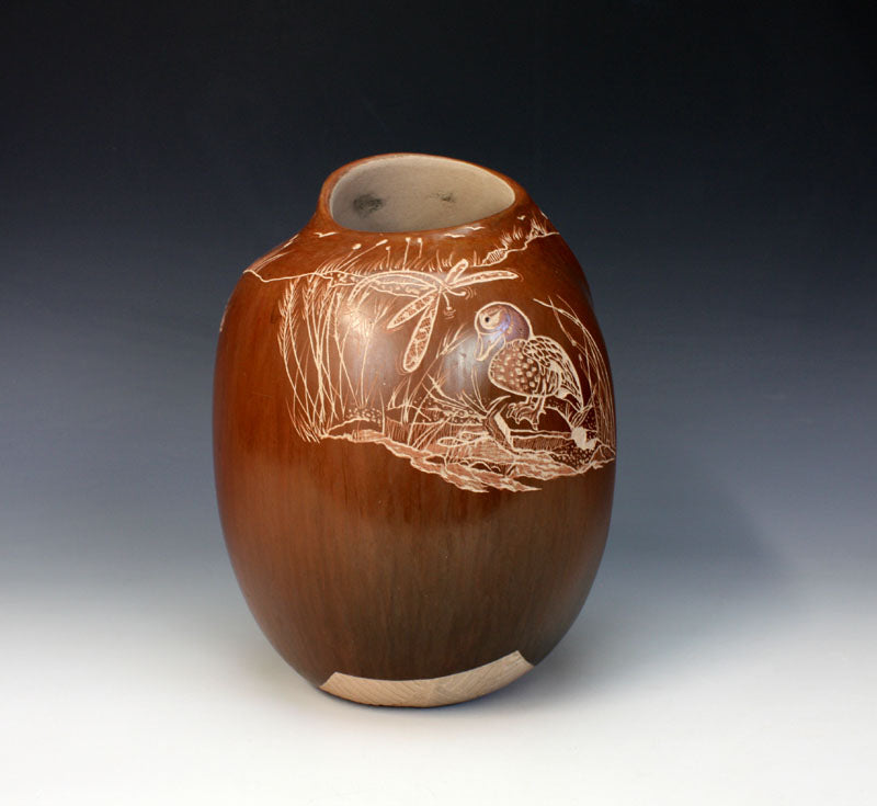 Taos Pueblo Native American Indian Pottery Crane Jar - Bernice Naranjo