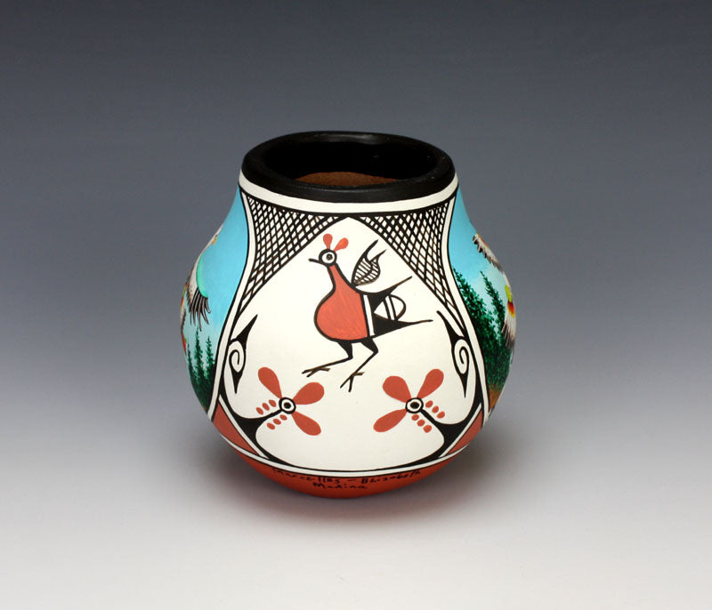 Zia Pueblo Native American Pottery Deer/Eagle Dancer Jar - Marcellus & Elizabeth Medina