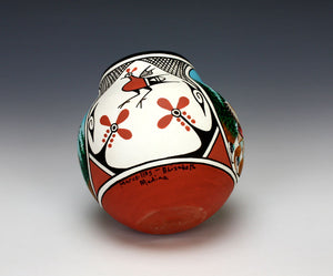 Zia Pueblo Native American Pottery Deer/Eagle Dancer Jar - Marcellus & Elizabeth Medina