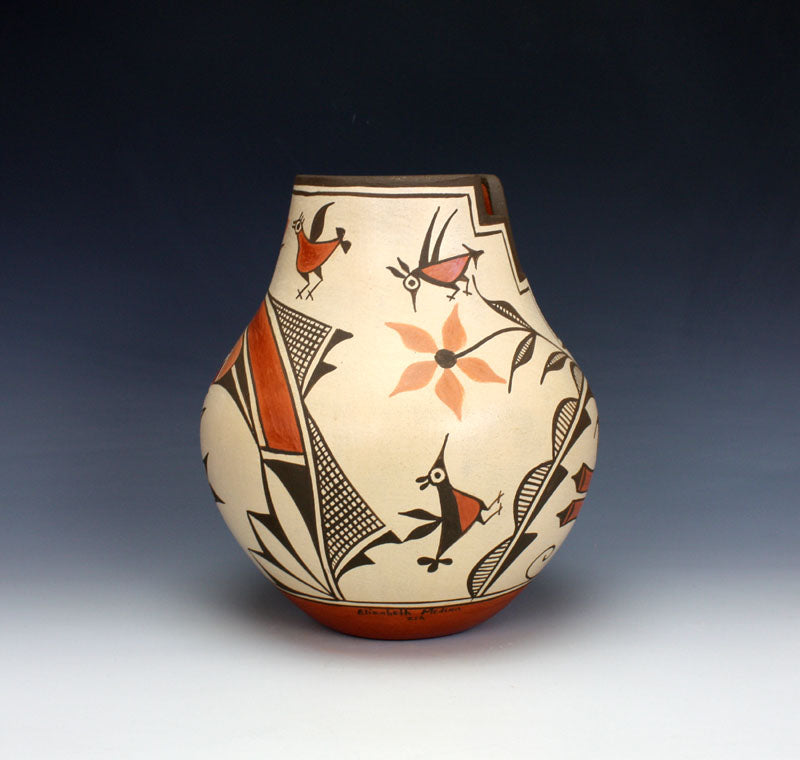 Zia Pueblo Native American Indian Pottery Bird Jar #1- Marcellus & Elizabeth Medina
