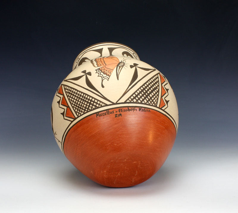 Zia Pueblo Native American Indian Pottery Butterfly - Bird Jar - Marcellus & Elizabeth Medina
